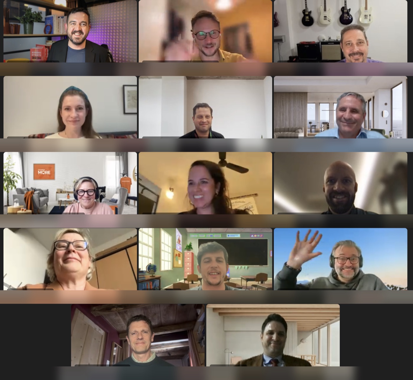 A Teams call screenshot showing 14 participants from Cohort 1 of the Leadership Intensive